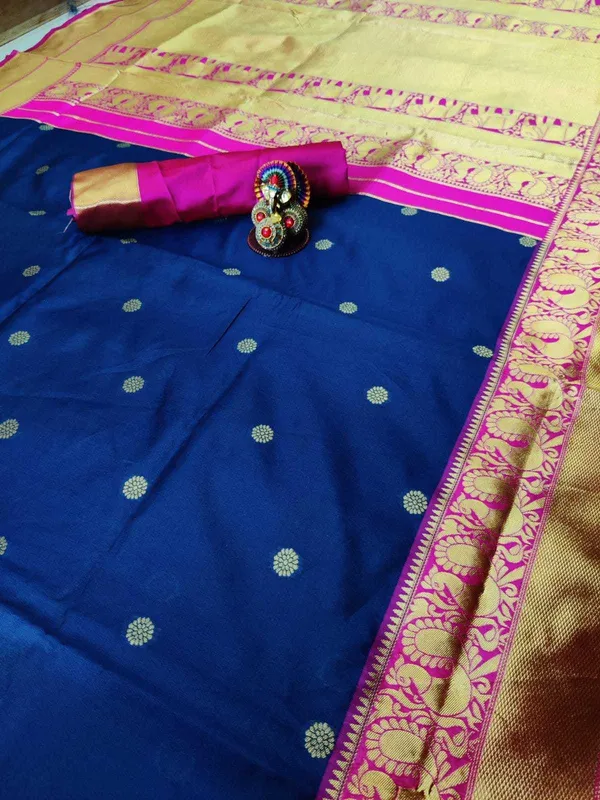 Blue_Embellished_Bollywood_Jacquard_Saree_(Blue)
